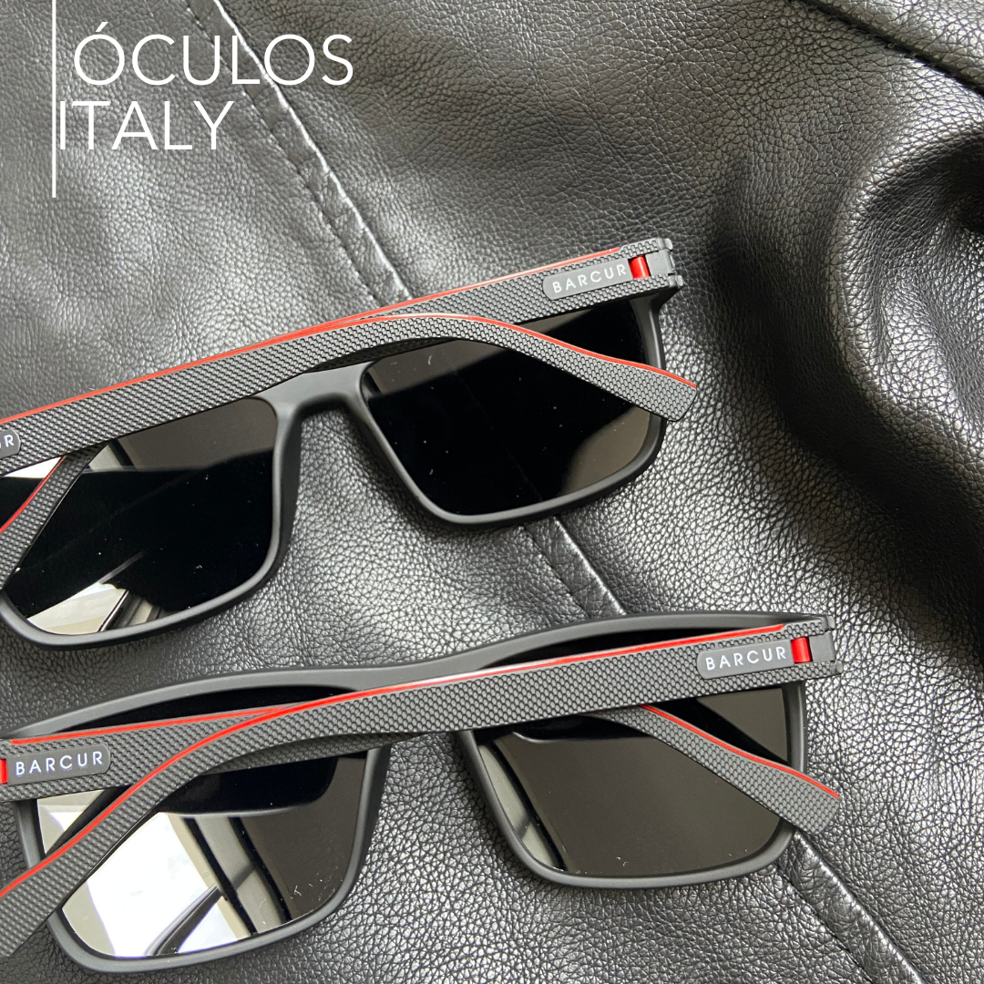 Variante Preto com detalhe vermelho do óculos italy