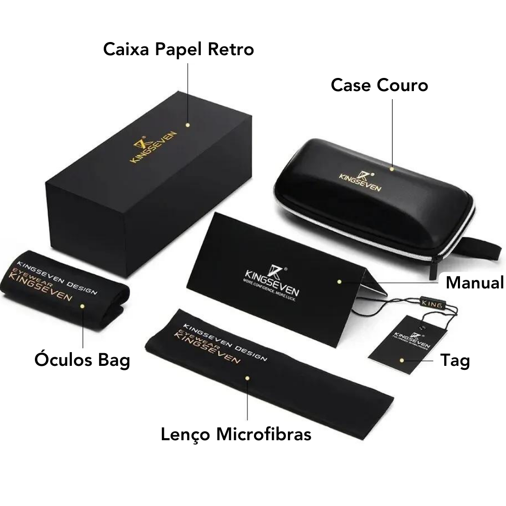 todos os acessorios exclusivos  inclusos no pedido deste oculos de sol