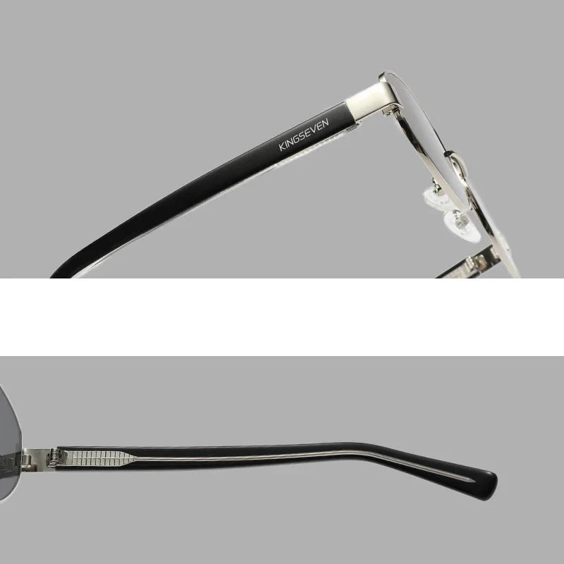 detalhes exclusivos da armação do oculos praga prata com um design exclusivo e robusto 