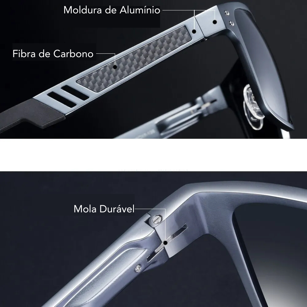 detalhes e material da armação do oculos de sol angra