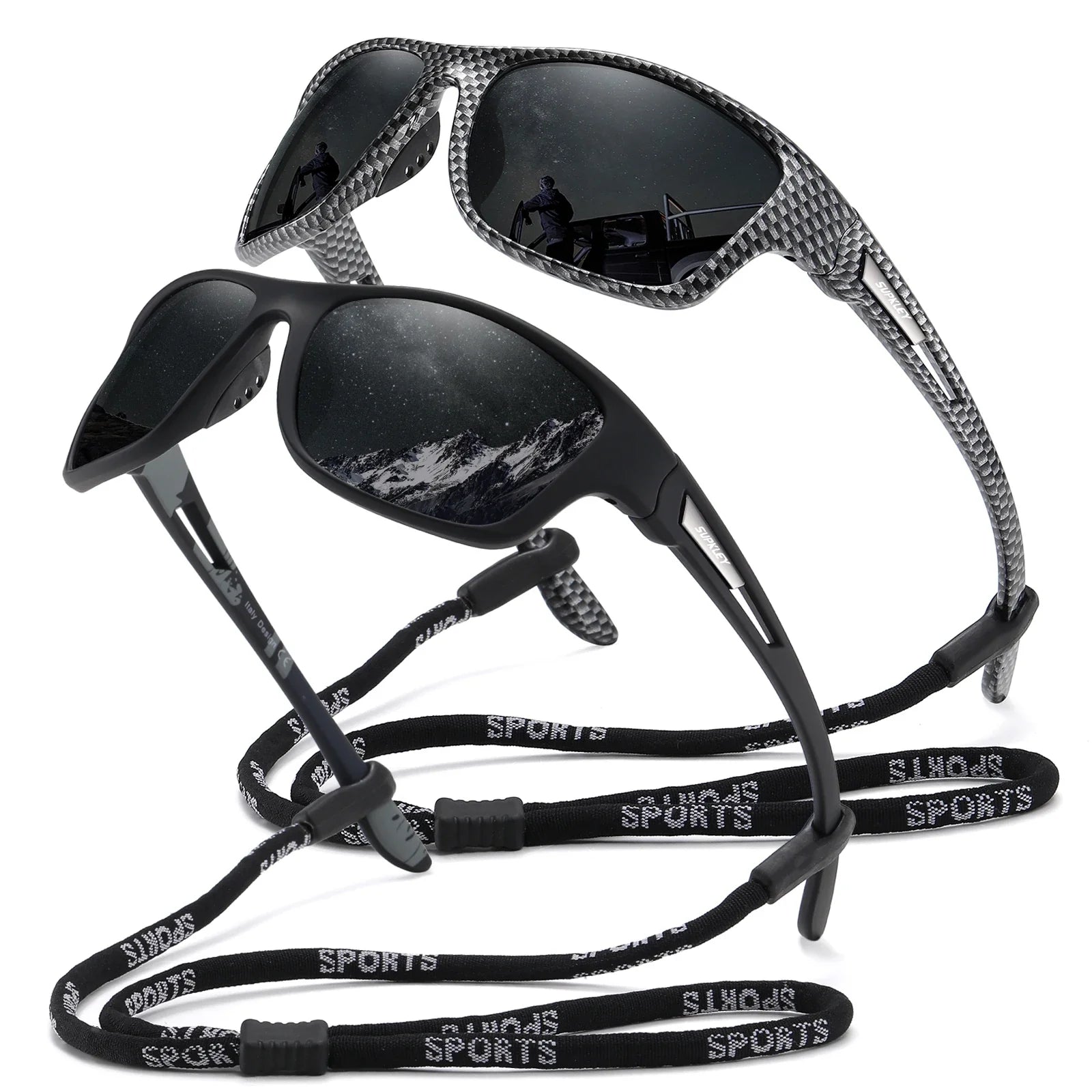 oculos de sol esportivo supkley duas unidades com desconto perfeito para atividades ao ar livre - preto e fibra